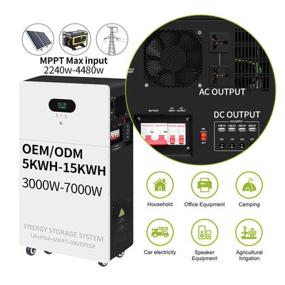 発電所バンク オールインワンインバーター ハイブリッドオフグリッド AC 5kw 10kw 15kw 20kw 太陽電池 リチウム LiFePO4 エネルギー貯蔵電池システム